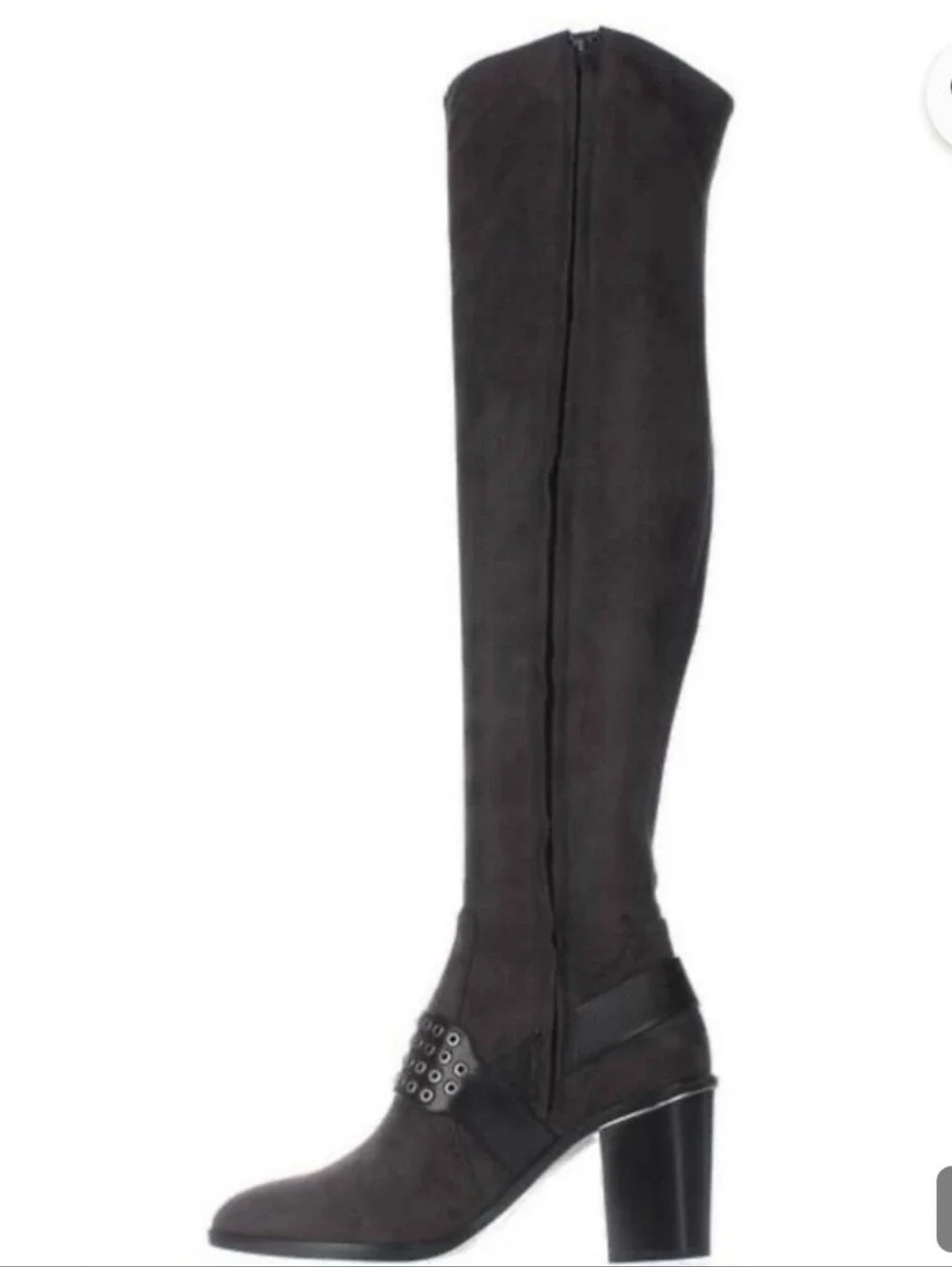 MICHAEL Michael Kors Black Over-the-Knee Suede Buckle Heel Boots Brody OTK